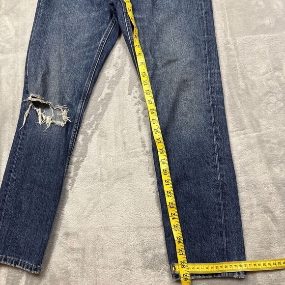 Everlane The Cheeky Jean Women’s 26R Medium Wash Cropped Button Fly Ripped Knee - Picture 3 of 8